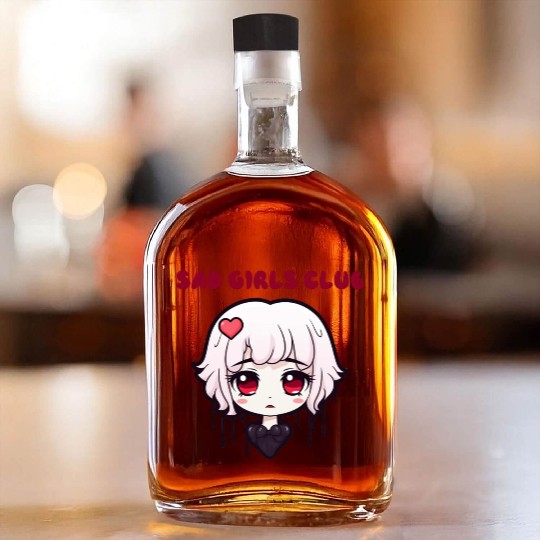 "Kawaii Sad Girls Club" by ART1SAN Whiskey Bottles