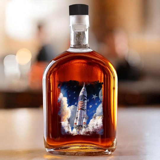 Patriotic Starship US Astronauts Stars and Stripes Whiskey Bottles