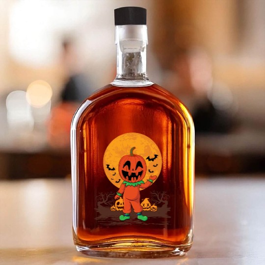 Pumpkin Person Creepy Halloween Pumpkin Whiskey Bottles