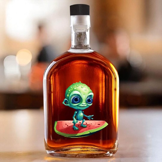 Green Alien Meets Watermelon: Exotic Encounter Whiskey Bottles