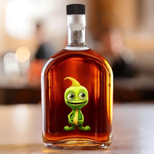 Green Alien & Pumpkin: Unexpected Encounter Whiskey Bottles