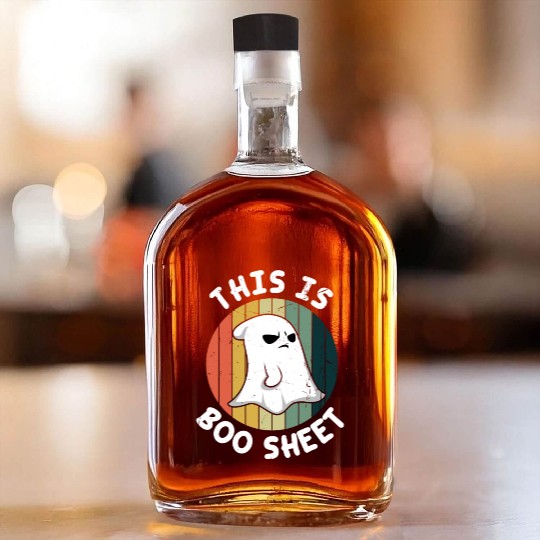Boo Retro Vintage Costume Ghost Halloween Whiskey Bottles