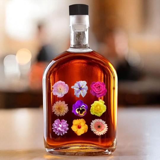 Colorful spring flowers pattern Whiskey Bottles