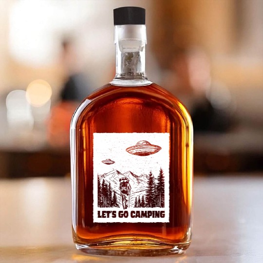 Let's Go Camping - White Ink Whiskey Bottles