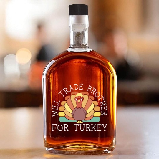 Happy Thanksgiving Holiday Dinner Turkey Blessed Whiskey Bottles