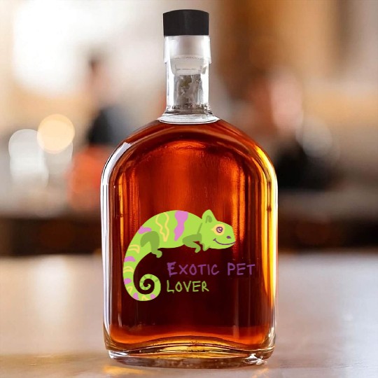 Green Chameleon Lizard Exotic Pet Lover Whiskey Bottles