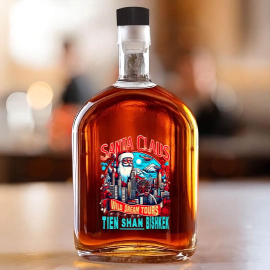 Santa Claus on an Adventure Travel World Tour Whiskey Bottles