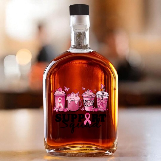 breast cancer coffee support squad Whiskey Bottles