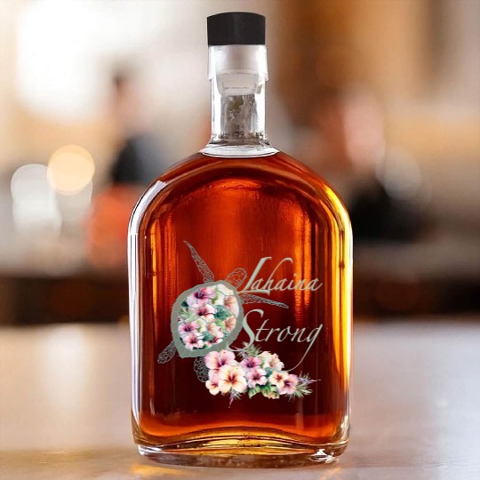 Lahaina Strong: Hibiscus and Sea Turtle Whiskey Bottles