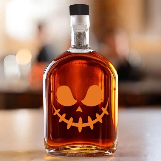 Jack O Lantern Scary Carved Pumpkin Face Halloween Whiskey Bottles