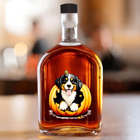 Halloween Bernese Mountain Dog Whiskey Bottles