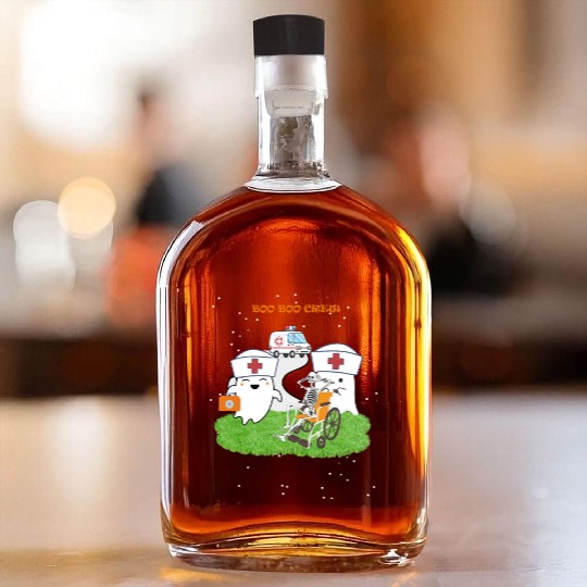 Funny Halloween Boo Boo Crew Ghost Nurse Whiskey Bottles
