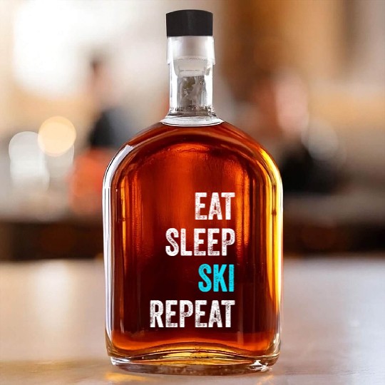 Skier Whiskey Bottles Skiing Eat Sleep Ski Repeat