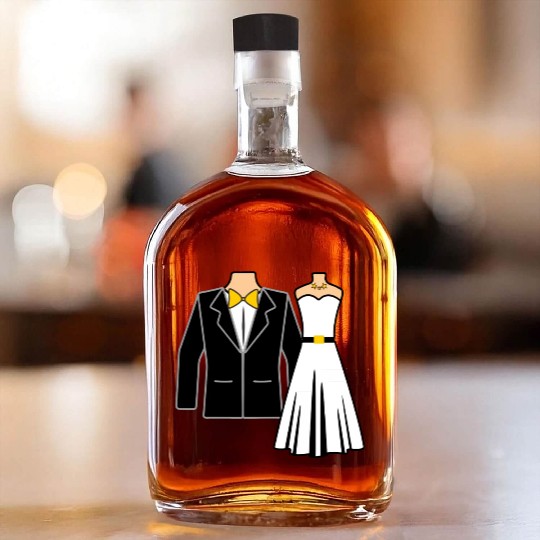 Wedding clothes bride groom Whiskey Bottles