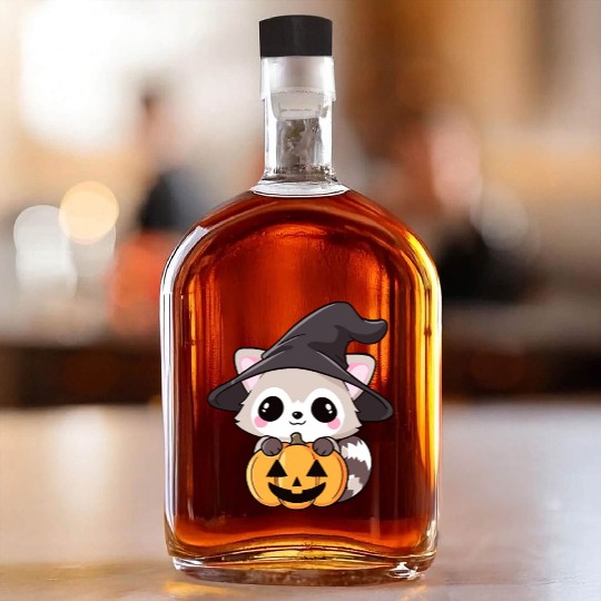 Cute Halloween raccoon Whiskey Bottles
