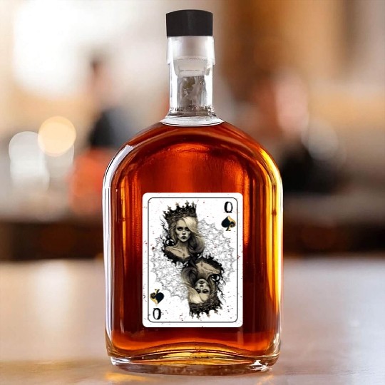 Queen of Spades Gothic Card Game Halloween Creepy Whiskey Bottles