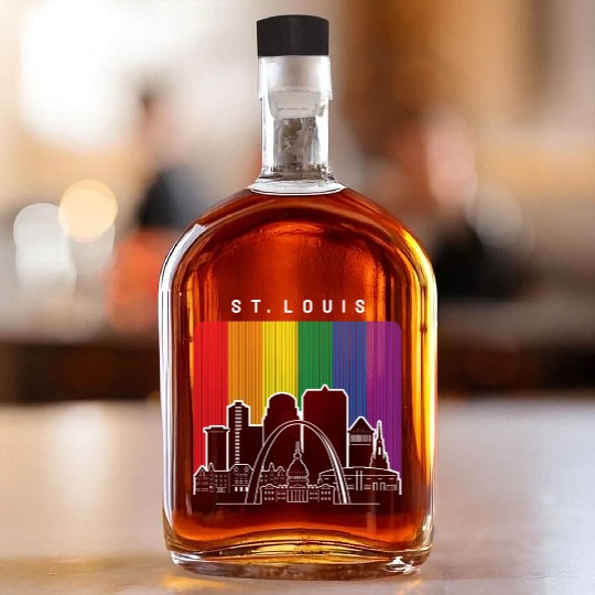 St. Louis Missouri Rainbow Flag LGBTQAI Pride Whiskey Bottles