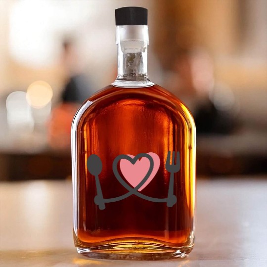 Cooking fork and spoon with heart Whiskey Bottles