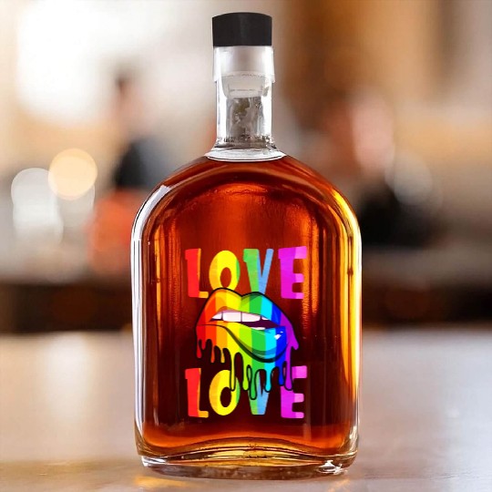 Love Lgbtq Lgbt Rainbow Flag Lips Gay Lesbian Whiskey Bottles