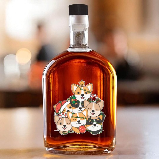 Corgi Christmas Tree Funny Animal Christmas Whiskey Bottles