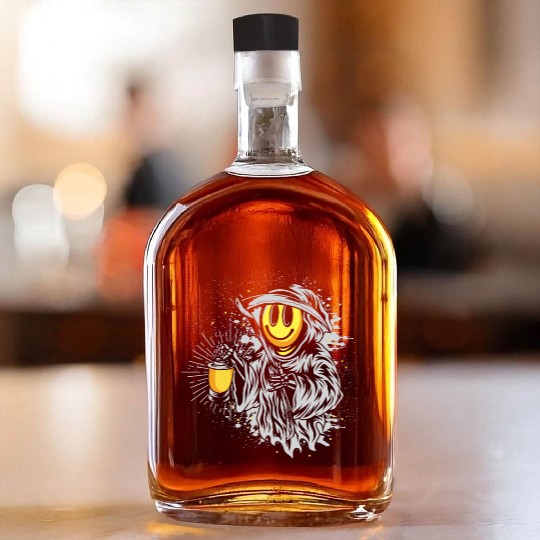 Smiley reaper | scary lantern halloween fun Whiskey Bottles