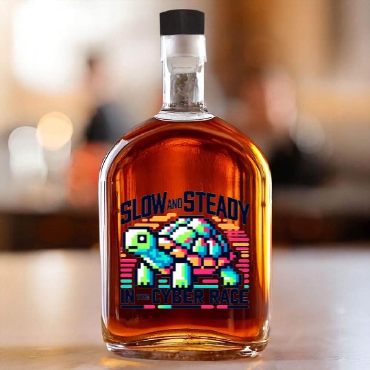 Cyber Turtle - Slow and Steady in 8-bit Color Whiskey Bottles