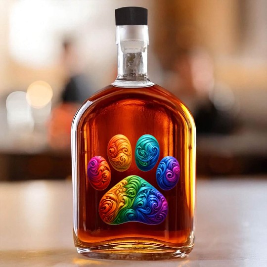 Colorful Paw Prints Edition Whiskey Bottles