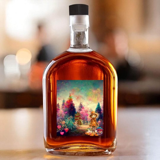 "Enchanted Dreams - Psychedelic Autumn Forest" Whiskey Bottles