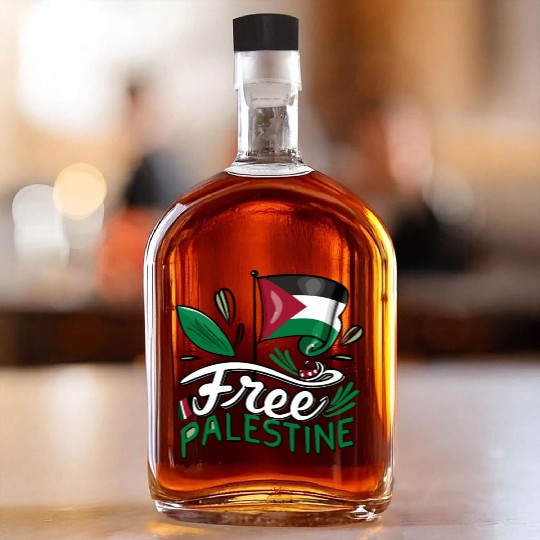 I Love Free Palestine Flag Save Gaza Palestinian Whiskey Bottles
