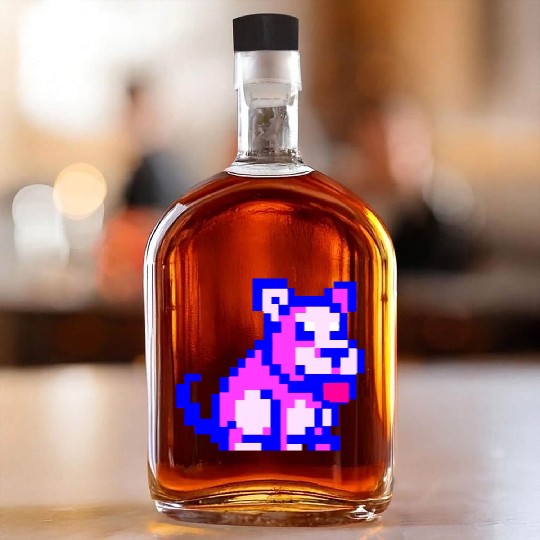 dog pixel pink Whiskey Bottles