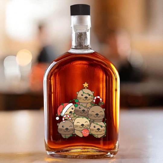 Otter Christmas Tree Funny Animal Christmas Whiskey Bottles