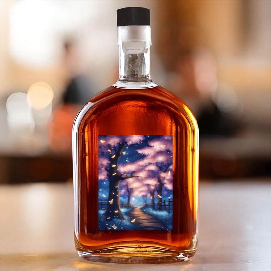 Fireflies In Cherry Blossom Trees Whiskey Bottles