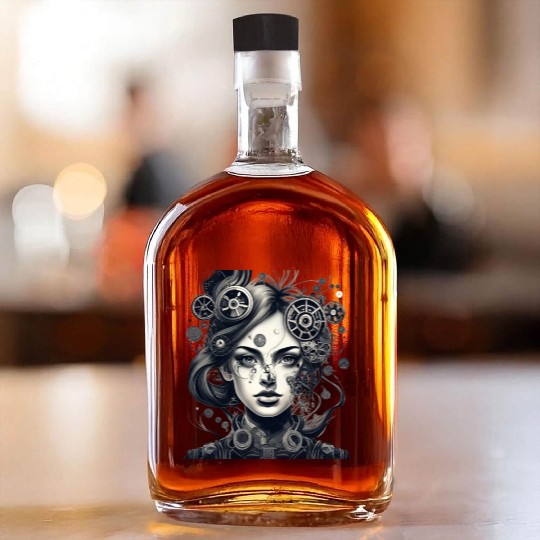 Robot Woman Whiskey Bottles
