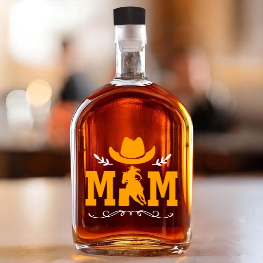Mothers Day Cowgirl Horse Barrel Racing Mom Whiskey Bottles