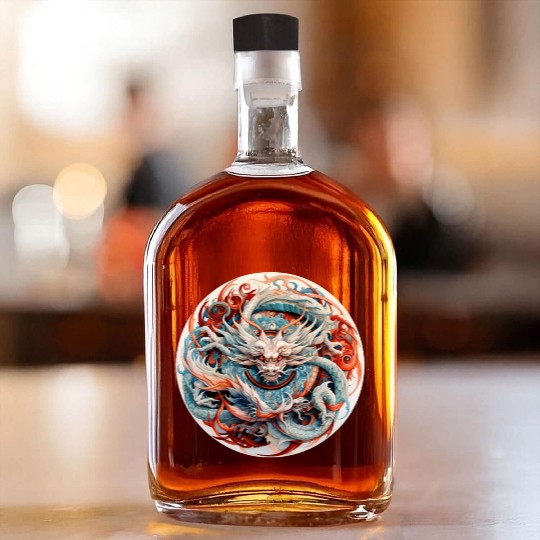 Chinese Dragon Mandala Art Whiskey Bottles