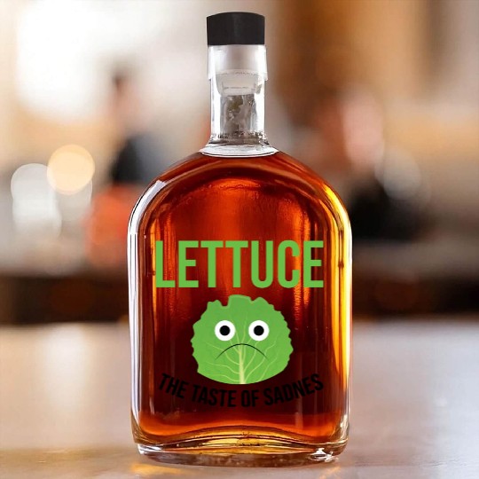 Lettuce The Taste of Sadness Funny Vegan Green FF Band Whiskey Bottles