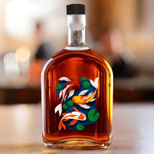 Koi Fish Lover Water Pond Animal Pet Asian Whiskey Bottles