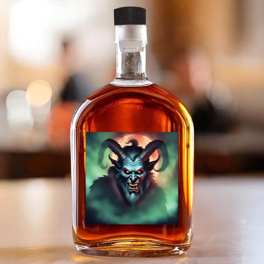 Krampus in Green Fog Whiskey Bottles