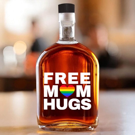 Free Mom Hugs, Free Mom Hugs Rainbow Gay Pride Whiskey Bottles
