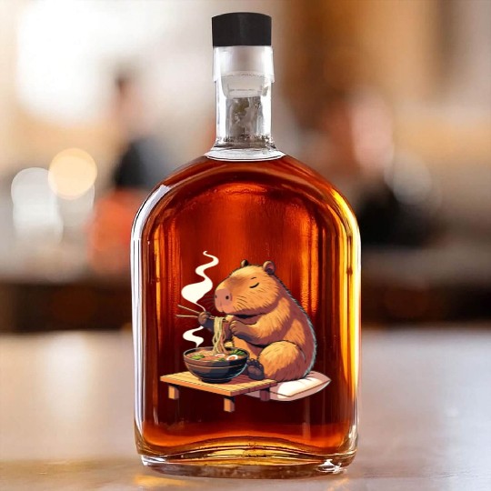 Cute Capybara Eats Ramen Noodles Capybara Ramen Whiskey Bottles