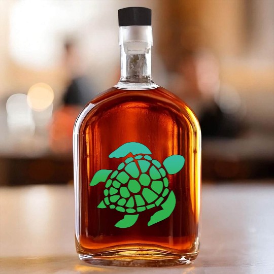 Green Sea Turtle Ocean Swimming Whiskey Bottles