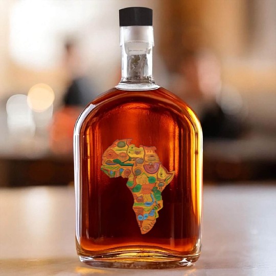 Colourful African Map For Afrocentric Lovers. Whiskey Bottles