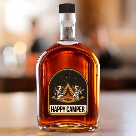 Happy Camper Skeleton Campfire Tent Whiskey Bottles