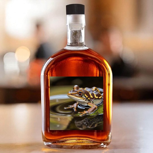 Rain frog" cute crazy leopard frog Whiskey Bottles