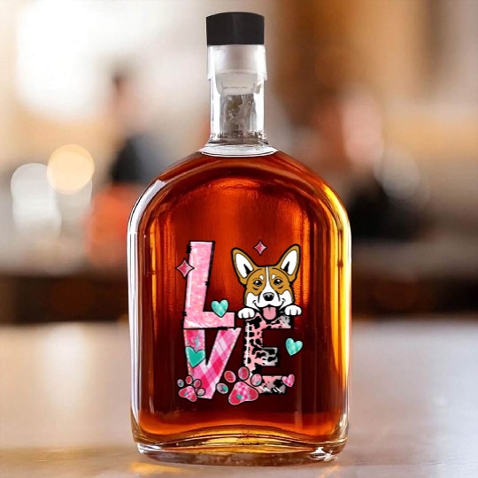 Corgi Dog I Love My Dog Valentines Day Whiskey Bottles