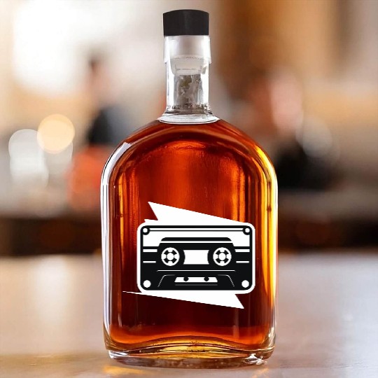 A vintage-inspired illustration of cassette tape Whiskey Bottles