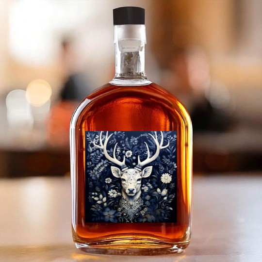 Enchanted Forest Deer Winter Bloom Whiskey Bottles