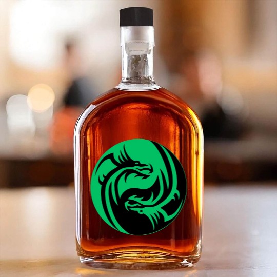 tow Dragonball in circle green and black Whiskey Bottles