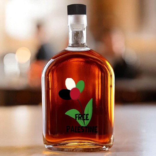 Free Palestine,Flag-colored rose ,watermelon color Whiskey Bottles