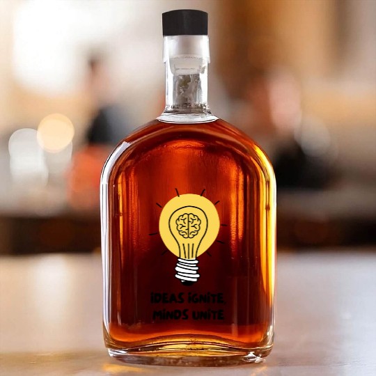Lamp Bulb Brain Idea Yellow - Creative Spark Whiskey Bottles